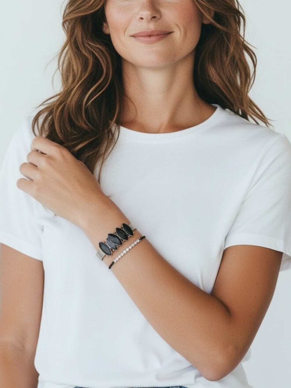Elegant Black and Gold Bracelet Cuff 2 PC Set, NIB
